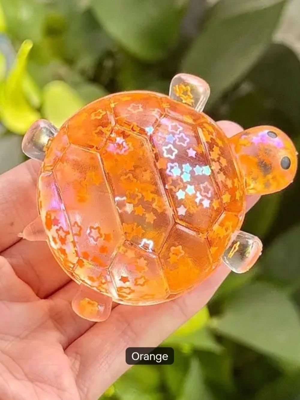 Orange Glitter Turtle Sensory Toy - Kid-Friendly Play